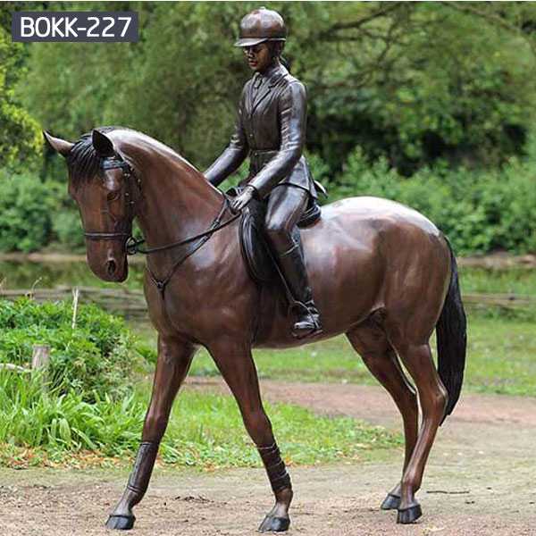 Bronze Sculpture of a Man Riding a Horse-BOKK-222