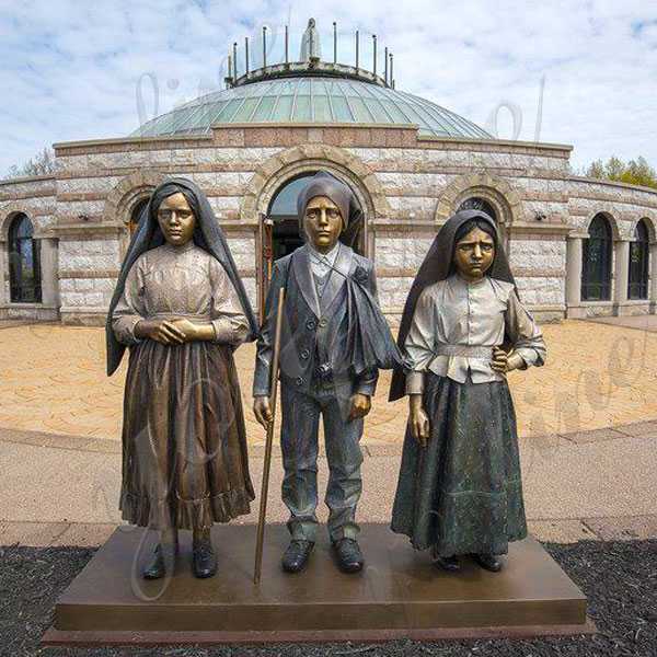 BOKK-607 Catholic Statue Life Size Three Shepherd Children Bronze Religious Statues for Sale