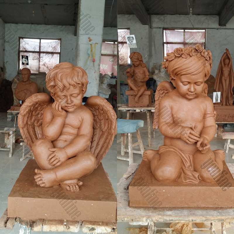 Giant high polished marble headstone with angel cherubs statue carving tombstone for sale for grave from factory supply with competitive price
