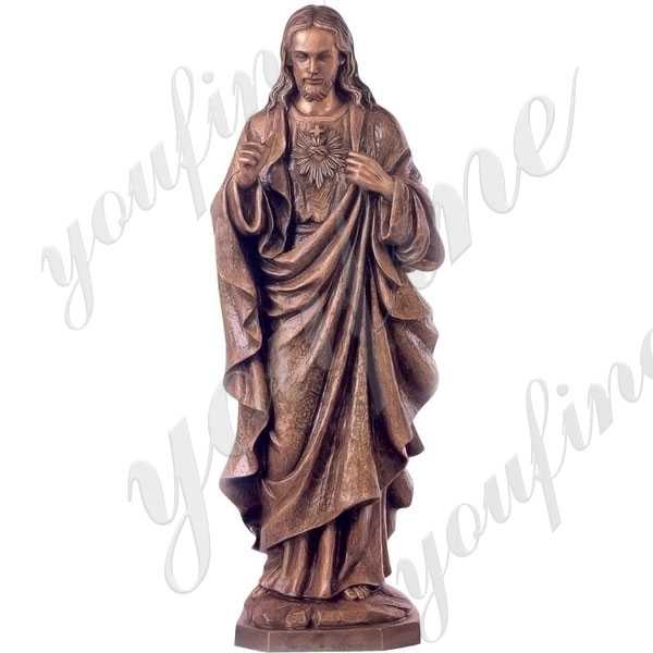 Life Size Antique Bronze Catholic Religious Statue Sacred Heart of Jesus Statue for Sale BOKK-642