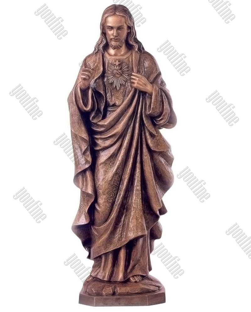 Life Size Antique Bronze Catholic Religious Statue Sacred Heart of Jesus Statue for Sale
