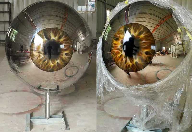 Life Size Modern Stainless Steel Eyeball Design Steel Artworks Artists Sculpture for Garden Decoration for Sale