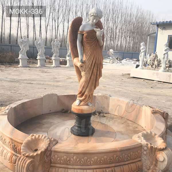 Modern Beige Marble Garden Angel Fountains for Front Yard Decor for Sale MOKK-336