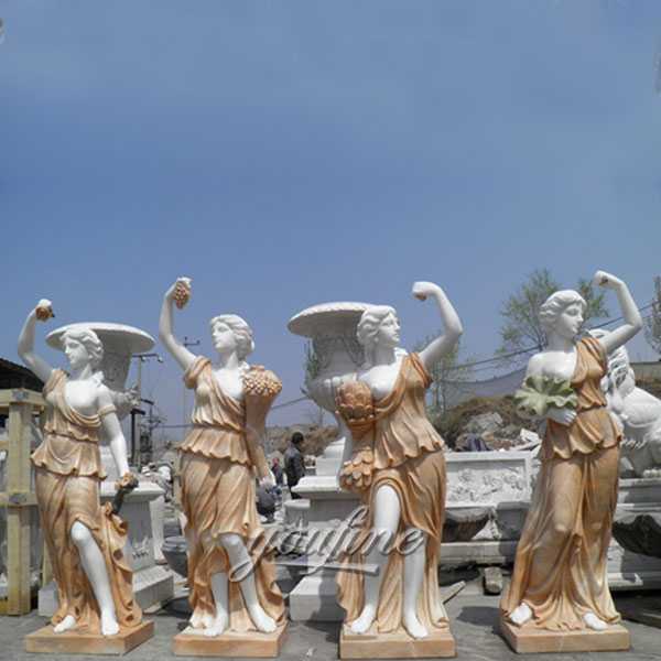 MOKK-337 Life Size Hand Carved Four Season Maidens Sculpture White Marble Women Statue Design for Garden Decor for Sale