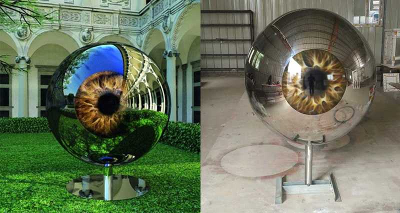 Modern Stainless Steel Eyeball Design Steel Artworks Artists Sculptures for Garden Decoration for Sale