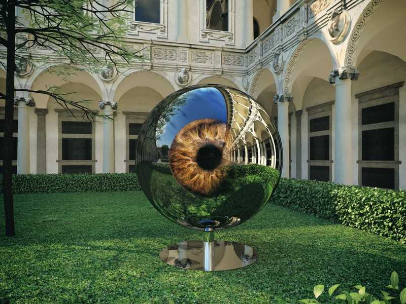 Small Modern Stainless Steel Eyeball Design Steel Artworks Artists Sculpture for Garden Decoration for Sale