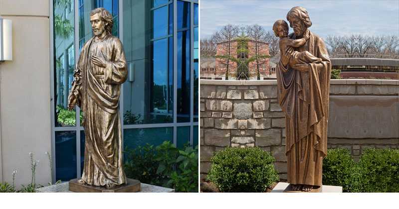 St joseph holding baby bronze religious statue outdoor designs