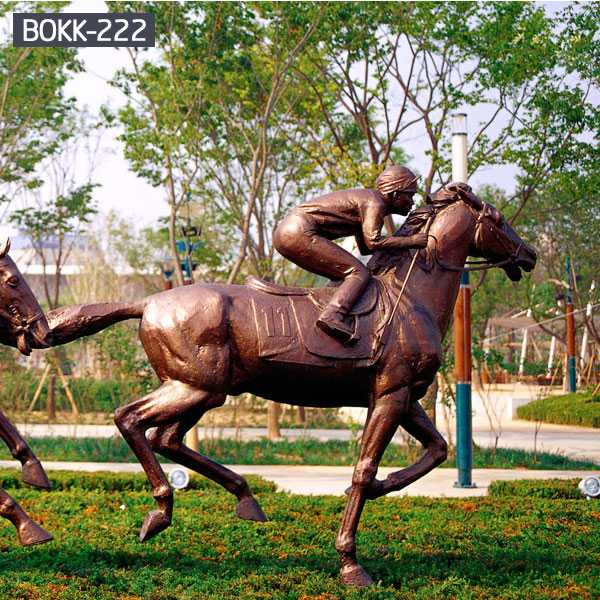 Bronze Sculpture of a Man Riding a Horse-BOKK-222