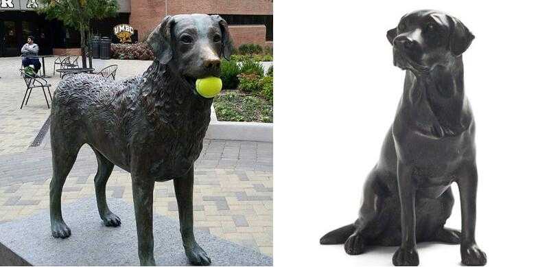 black sitting lab statues welcome sign