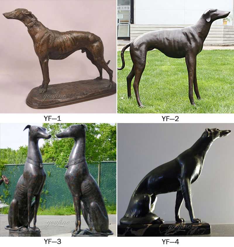 bronze standing greyhound statue life size dog statue for sale