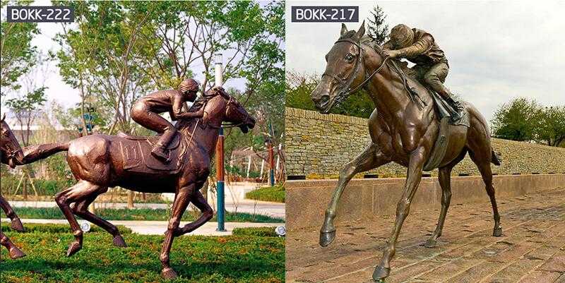 Bronze Sculpture of a Man Riding a Horse-BOKK-222