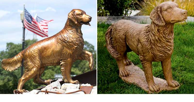 custom dog statues life size golden bronze retriever outdoor statue for garden memorial for sale