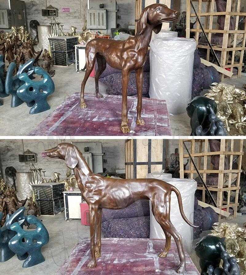 life size antique bronze greyhound statue for sale