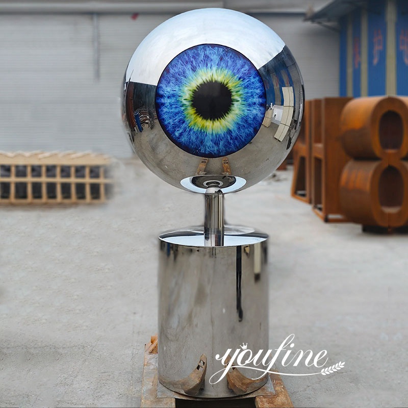stainless steel eyeball sculpture