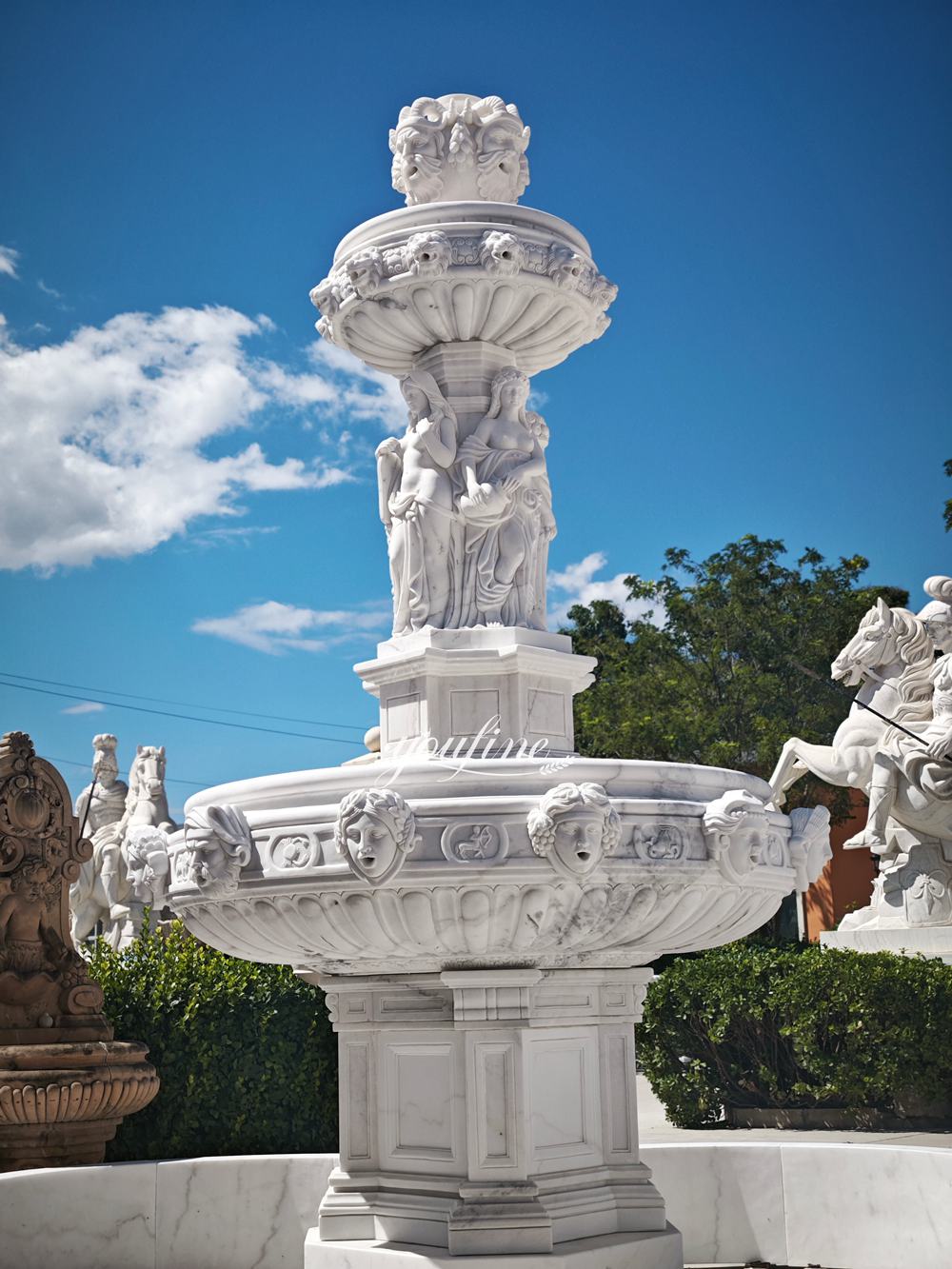 Unique 12 Astrological Sign Heads and Female Figure fountain