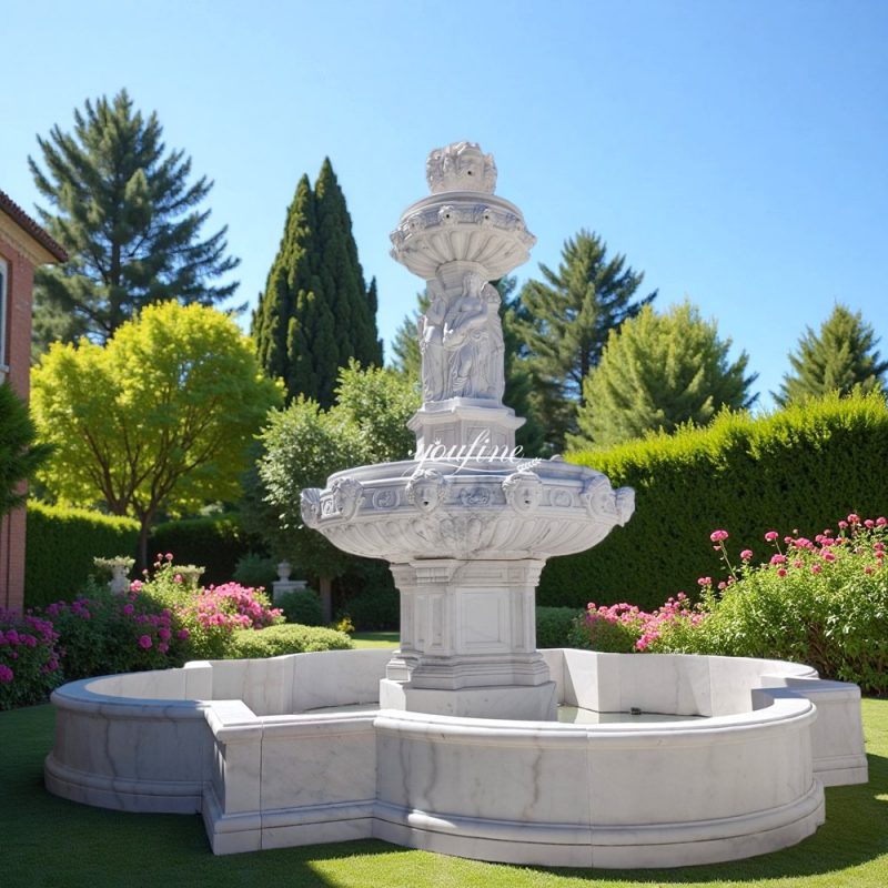 Unique 12 Astrological Sign and Female Figure large marble fountain