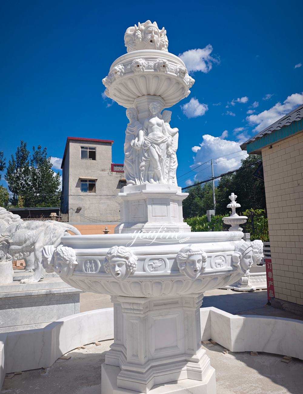 Unique 12 Astrological Sign and Female Figure marble statue fountain
