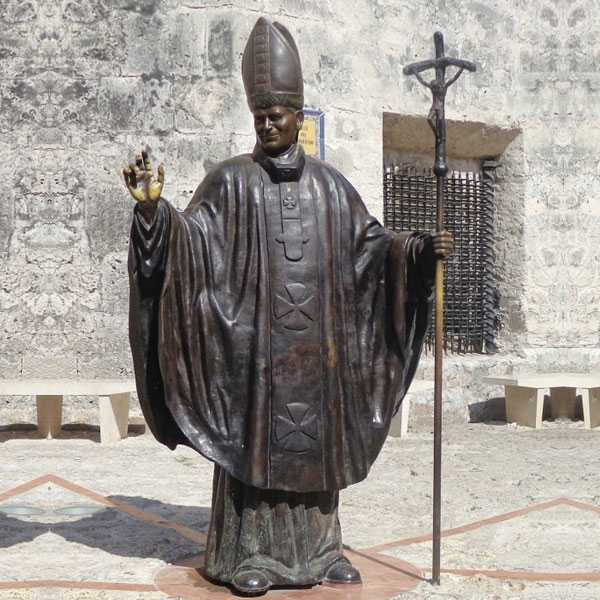 BOKK-616 Life Size Bronze Pope John Paul II Statue Catholic Bronze Religious Design Outdoor for Sale