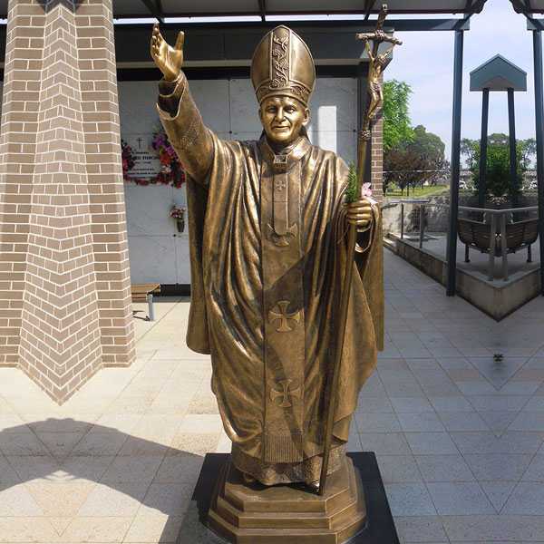 BOKK-619 outdoor bronze catholic garden statues of bronze pope saint John II for sale