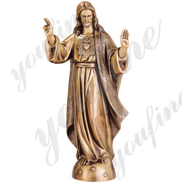 Religious Bronze Statue of Life Size Sacred Heart of Jesus Statue BOKK-643