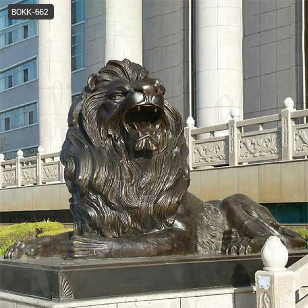 BOKK-662 Large Antique Bronze Lion Statue For Sale Lion Statues for Front Porch