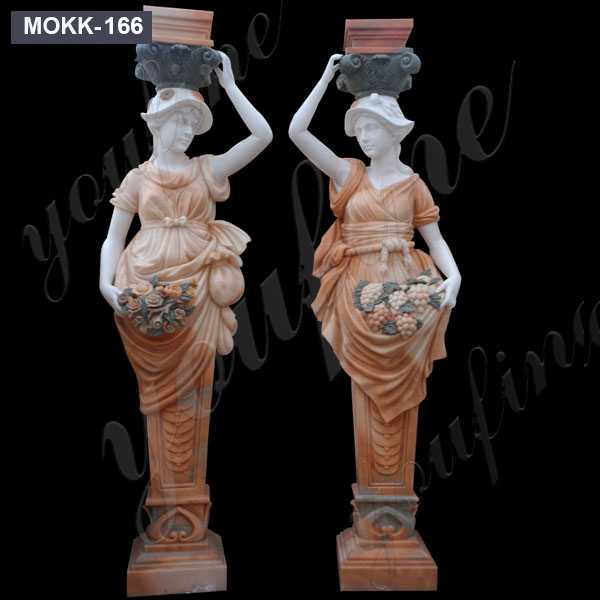 Beautiful Figure Lady Column Statue Modern Pillar Designs Stone Drivew6ay Entrance Columns For Sale MOKK-166