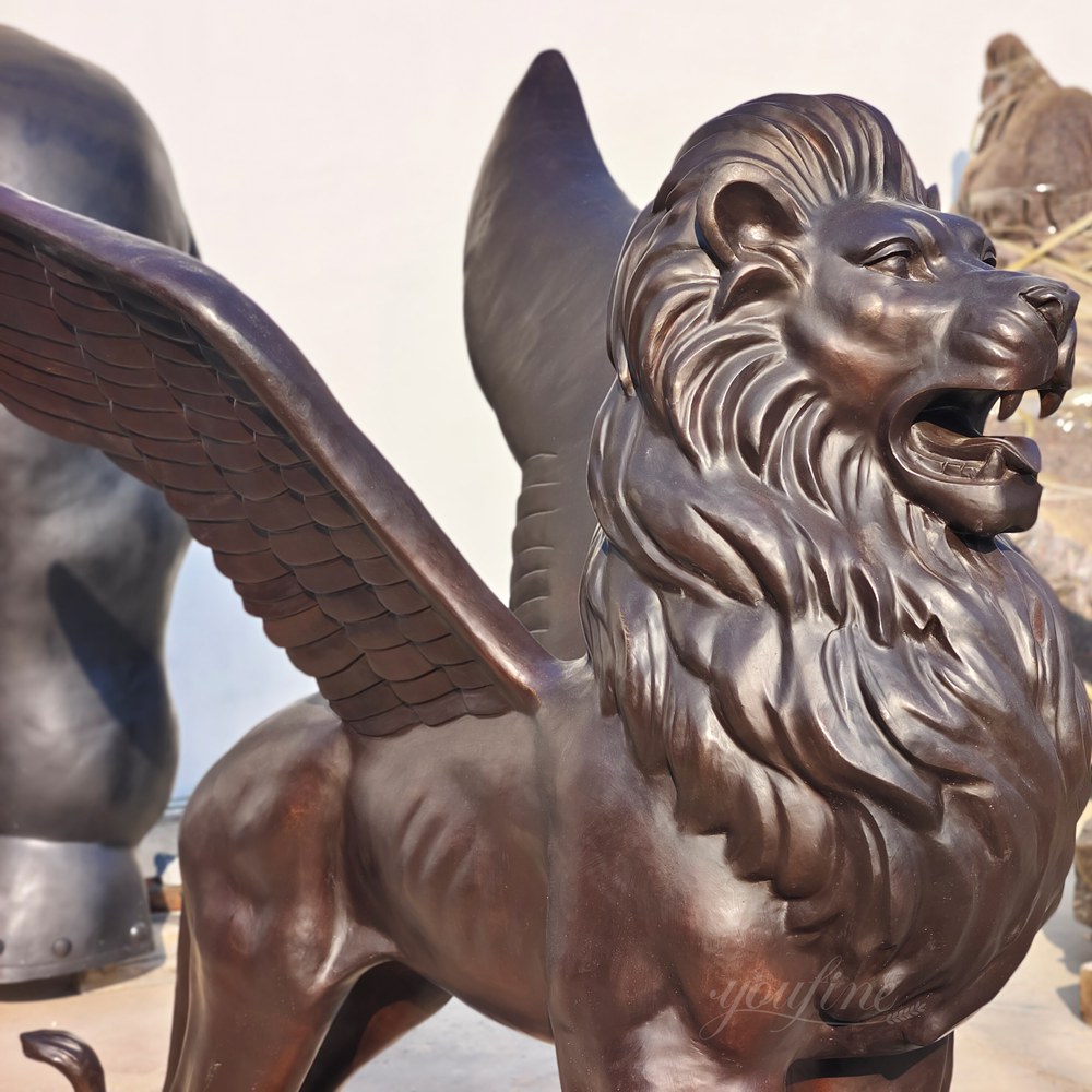 Western mythology Flying Lion Sculpture in our factory