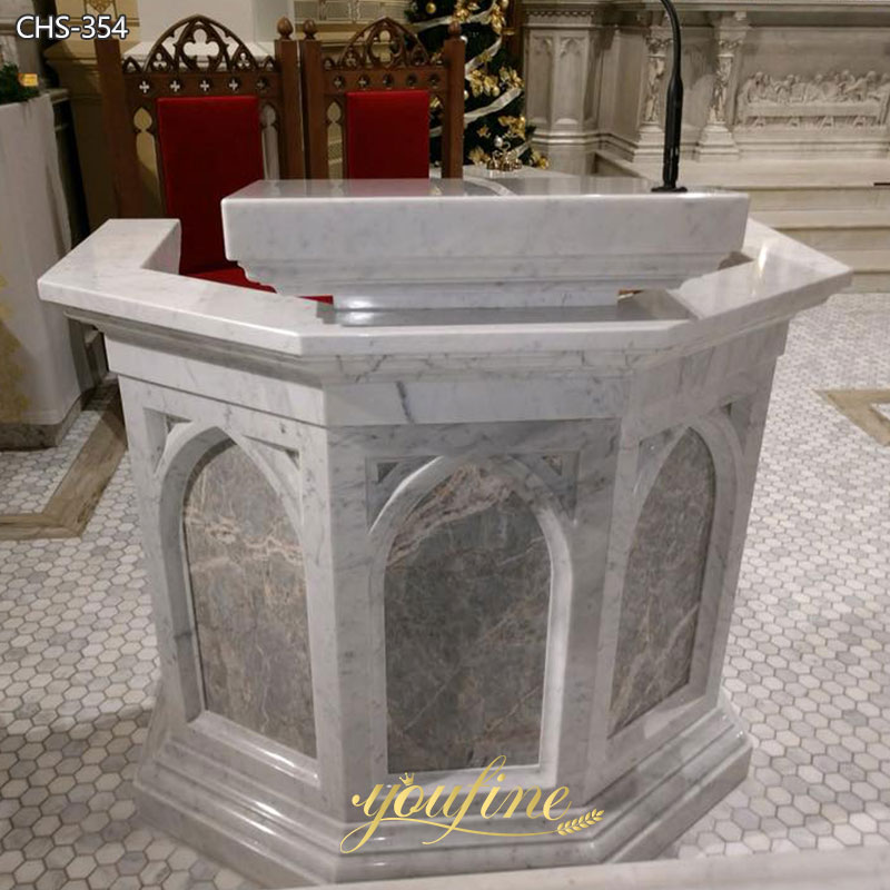 Hand Carved Religious Marble Church Pulpit