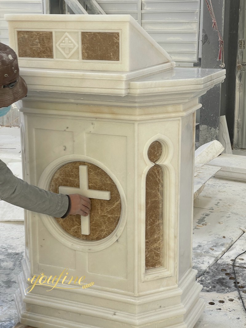 Hand Carved Religious Marble Pulpit