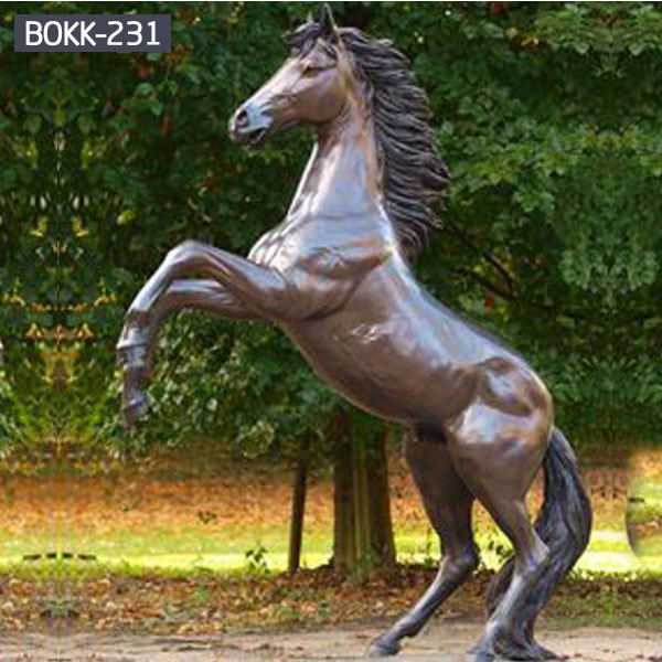 Hand Carved and High Polished Life Size Bronze Horse Garden Sculpture for Sale-BOKK-234