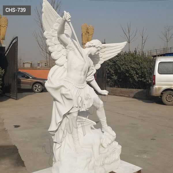 Hand Carved Marble St Michael the Archangel Outdoor Statue CHS739