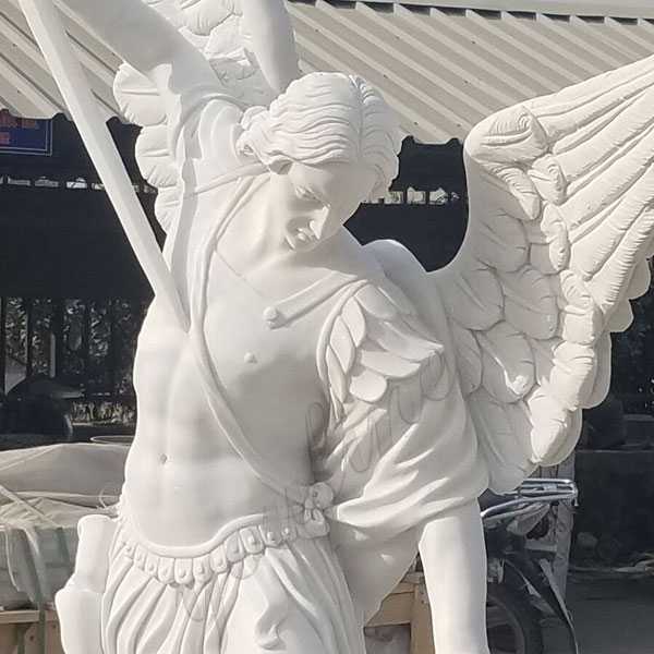 Hand carved marble st michael the archangel outdoor statue religious statue catholic for sale