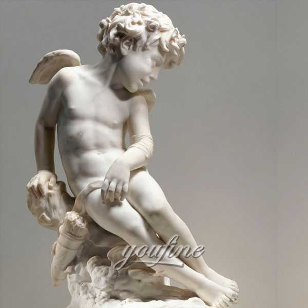 Life Size Little Marble Angel Statues Outdoor Hand Carved Hunan Grade A White for Sale -MOKK-228