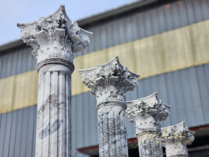 Large White Natural Marble Greek Columns