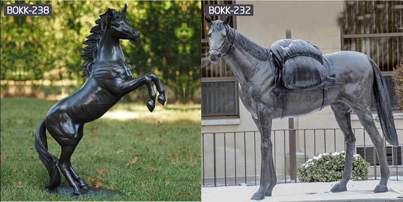 Life Size The Western Cowboy Riding a Rearing Horse Statue For Sale-BOKK-240