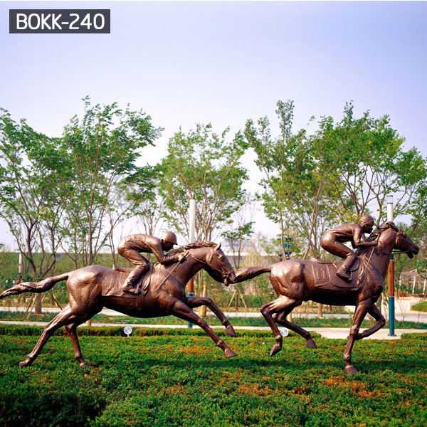 Life Size The Western Cowboy Riding a Rearing Horse Statue For Sale-BOKK-240