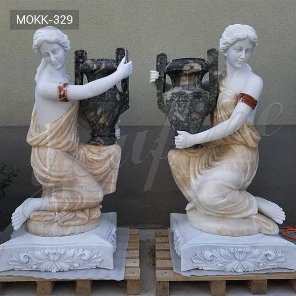 Hand Carved Marble Lady Planter for Garden Decor MOKK-329