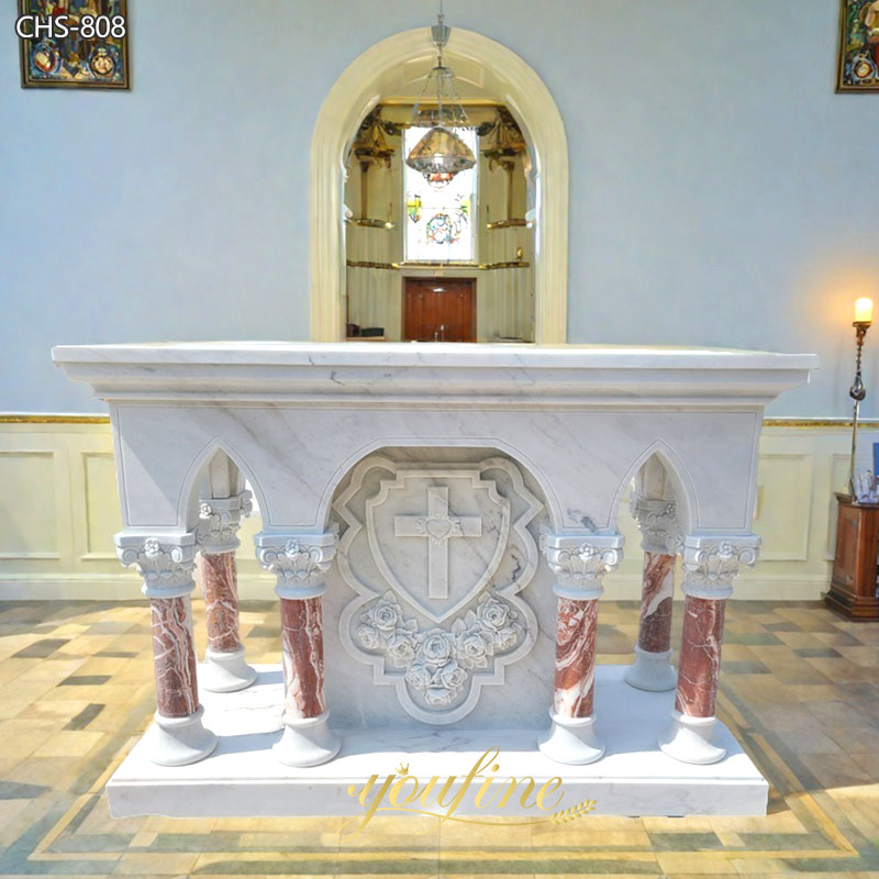 Marble Altar Table with Columns for Church