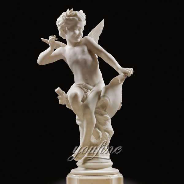 Outdoor White Natural Marble Angel Sculpture Garden Decoration Small Ornaments for Sale-BOKK-229