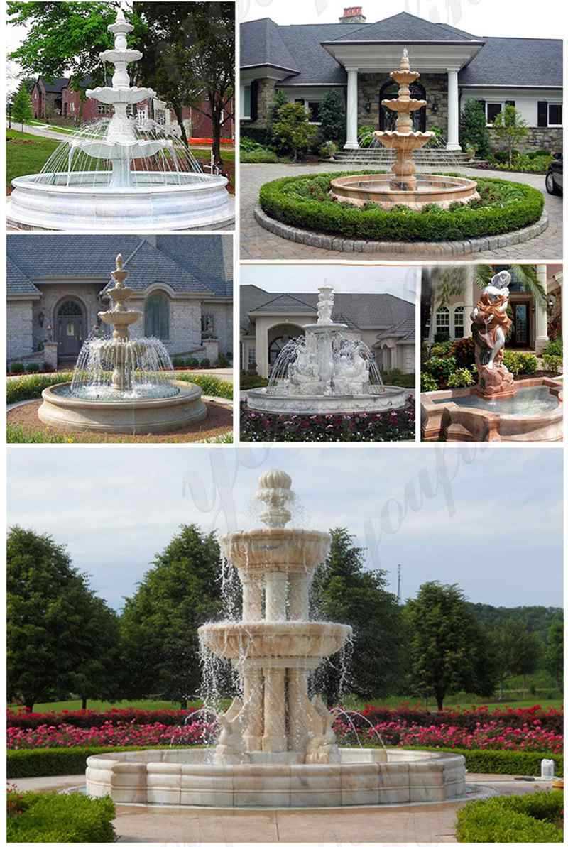 Pure White Marble Fountain with Figure Statues Design for Front Yard