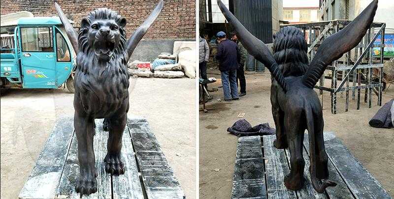 antique large bronze lion statue for sale