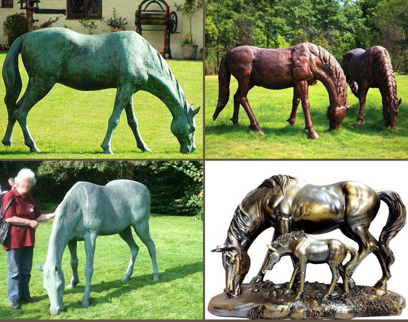 bronze grazing horse