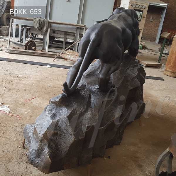 bronze panther statue antique black garden leopard design for school for sale