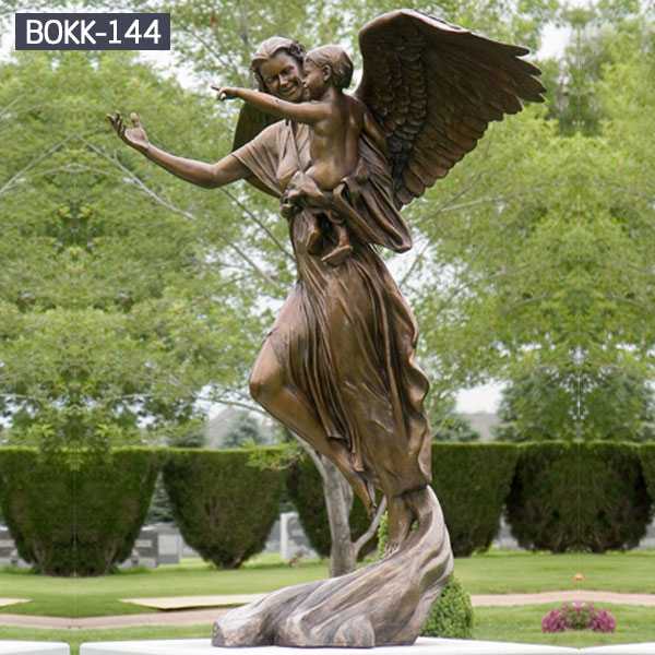 Bronze Angel Sculpture with Baby