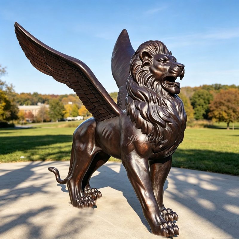 Western mythology large Walking Flying Lion Sculpture