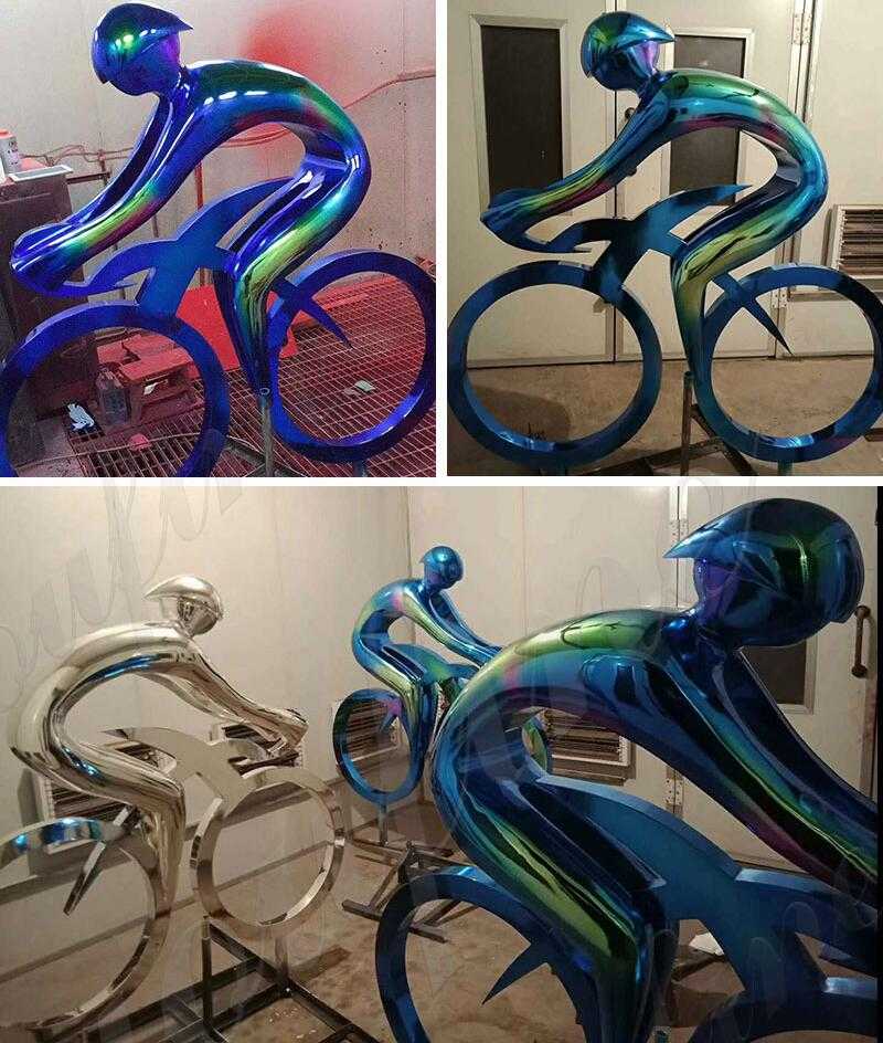 modern metal bicycle sculpture art on stock for sale