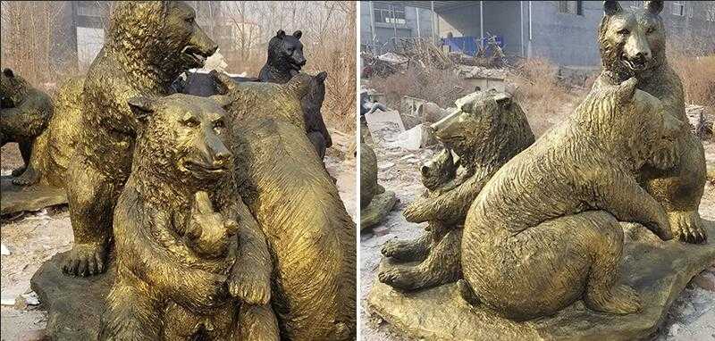 outdoor bronze life size grizzly bear statue for sale