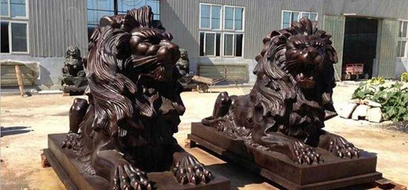 paired lion statues for driveway for sale