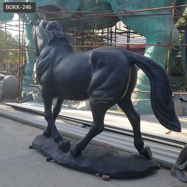Life size bronze standing horse art hot cast black vintage bronze garden horse statue