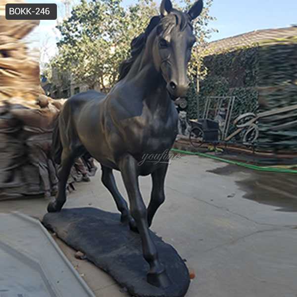 Life size bronze standing horse art hot cast black vintage bronze garden horse